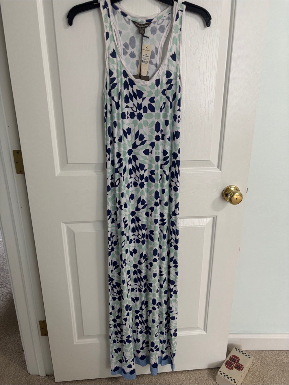 Tommy Bahama Navy and Mint Floral Racerback Maxi